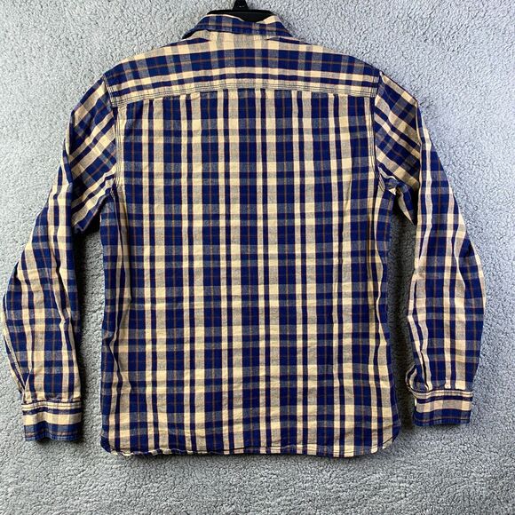 L.L. Bean Signature Men’s Button UP Medium Long Sleeve Shirt Plaid Black/Yellow - Picture 2 of 12